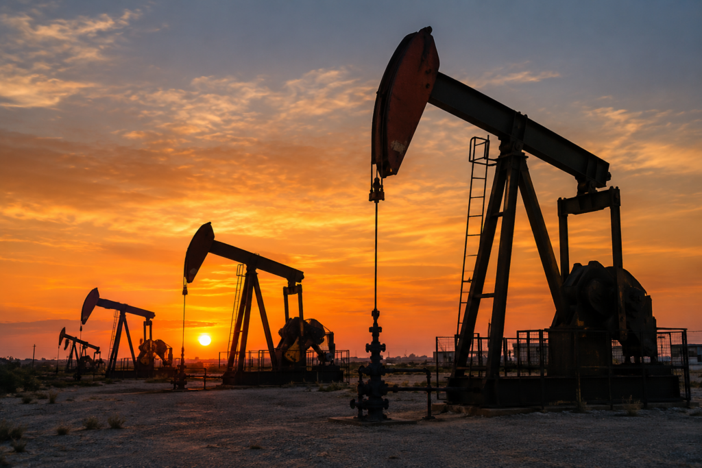 Crude oil price forecast as Brent hits $117 amid US-Iran war fears Sunset Oilfield Pumpjacks