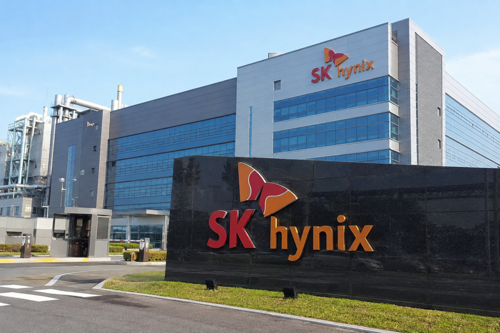 Kospi Index outlook: death cross nears ahead of SK Hynix earnings SK Hynix logo outside the company’s semiconductor manufacturing facility.